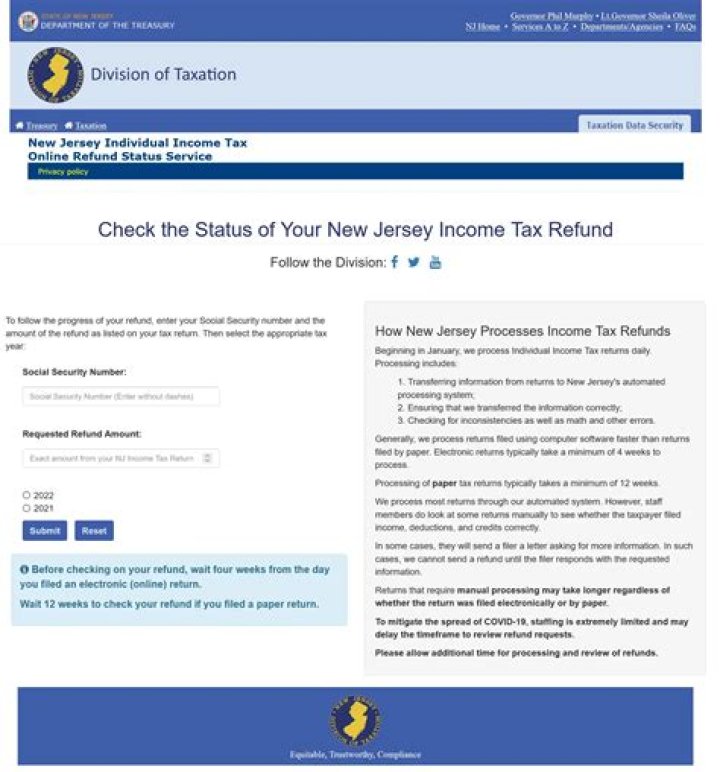 Are NJ tax returns extended?