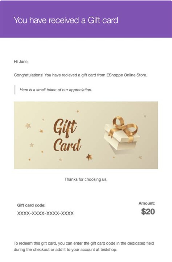 Do gift cards send emails?