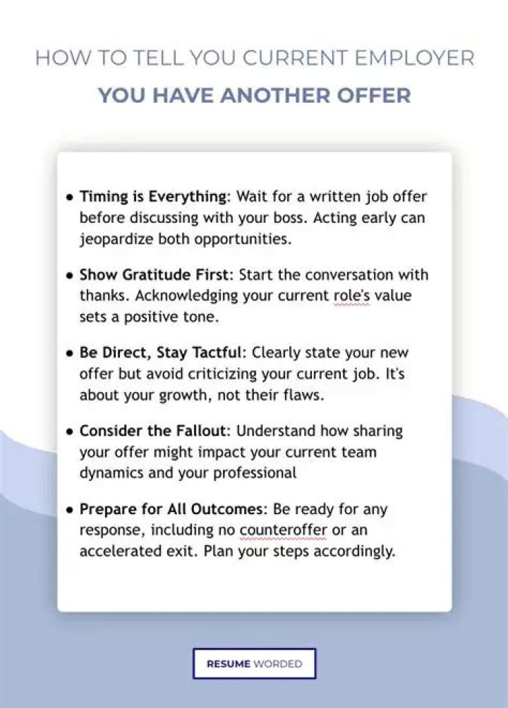 How do you professionally tell a job you have another offer?