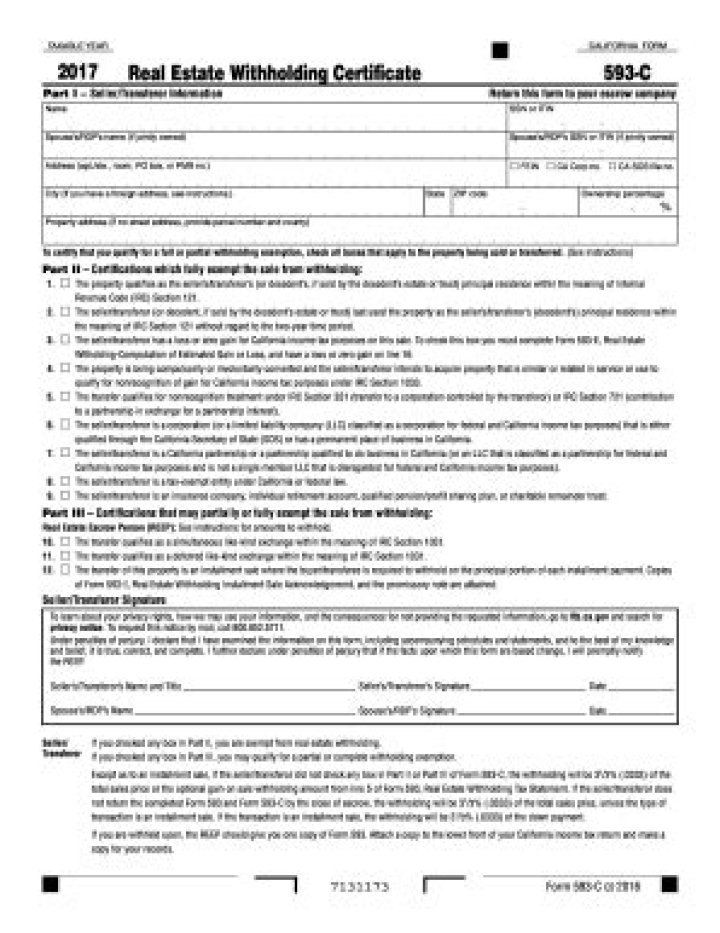 What is a 593 C form?