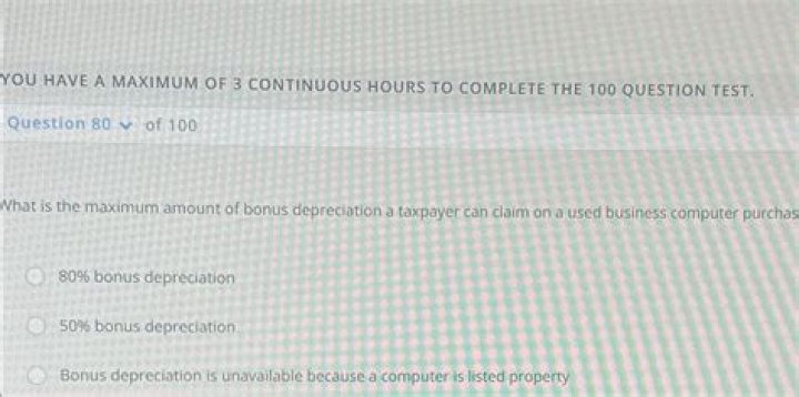 What is the maximum amount of bonus depreciation a taxpayer can claim on a used business computer?