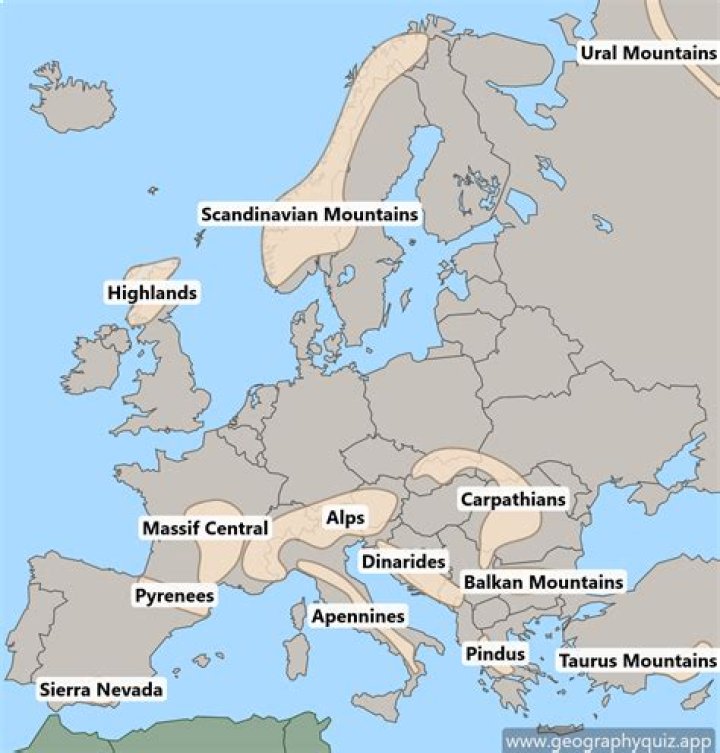 What mountain range is in south central Europe?